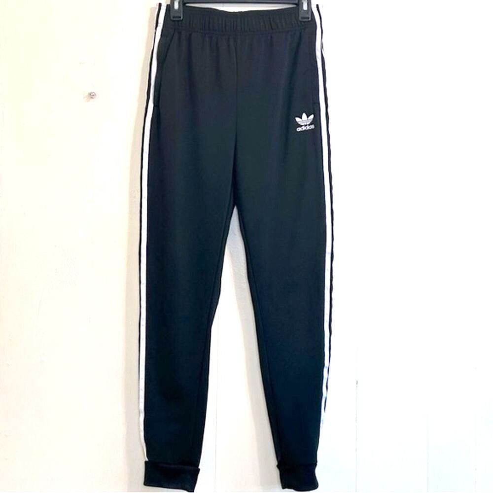 Adidas Essentials Classic Black Three Stripes Active Joggers Pants Size XL Boy